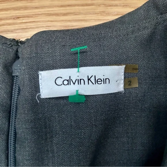 Calvin Klein Charcoal Wrap Cap Sleeve Banded Waist Dress - Picture 8 of 12